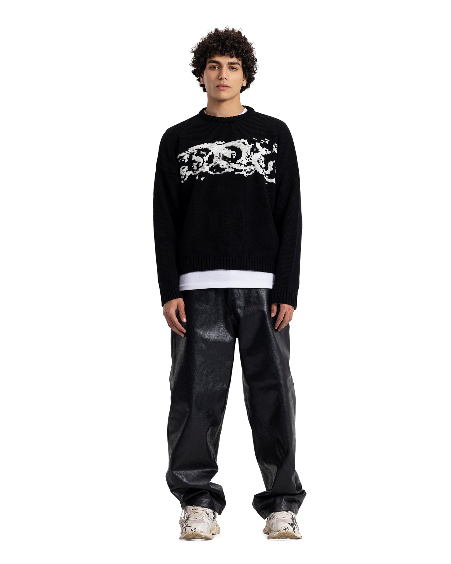 knitted black crewneck