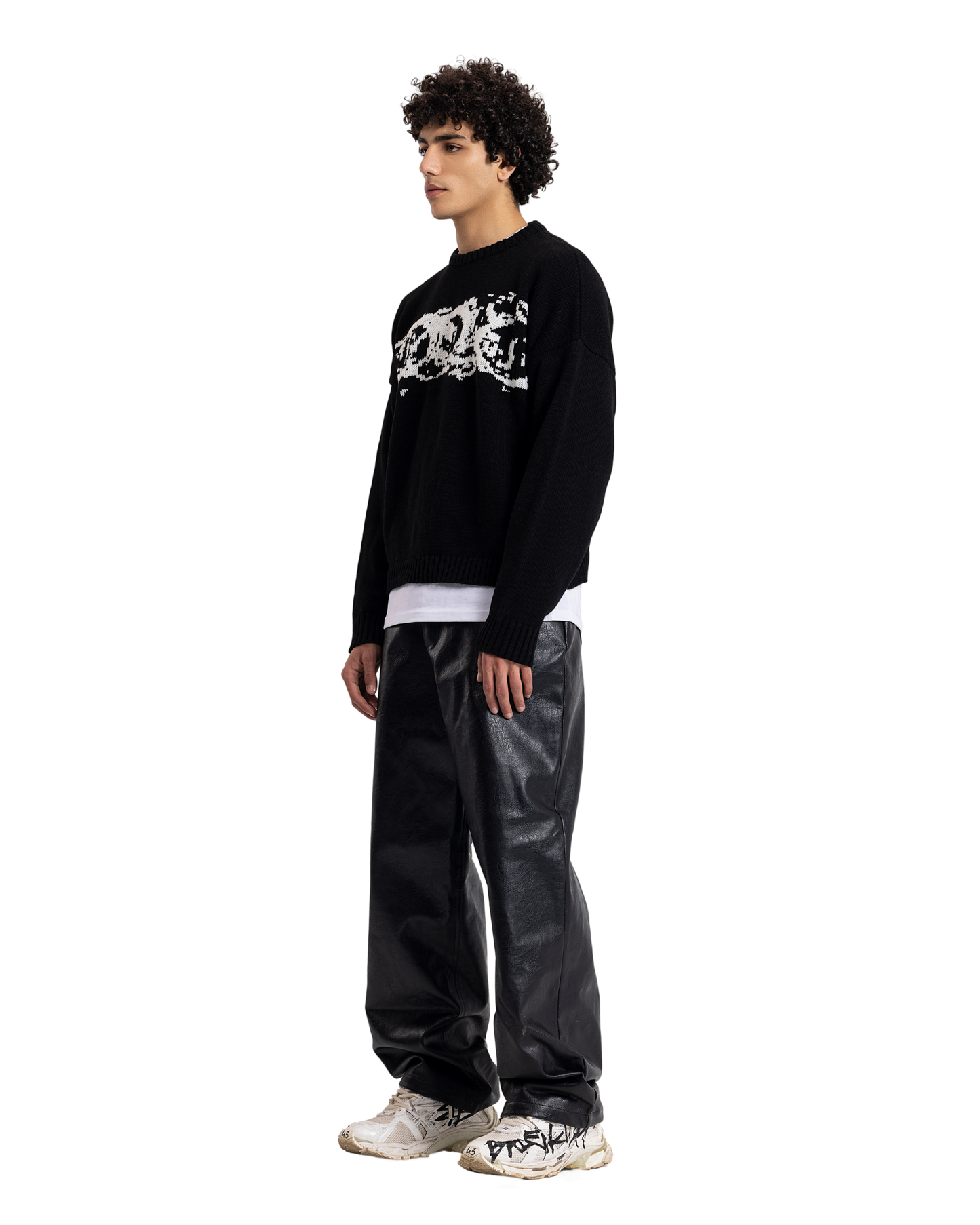 knitted black crewneck