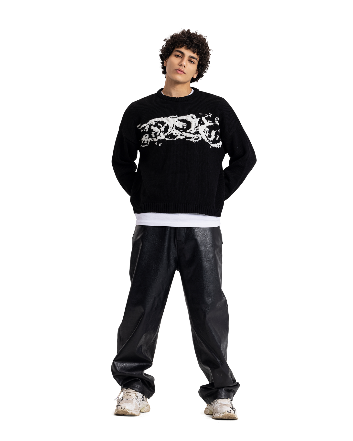 knitted black crewneck