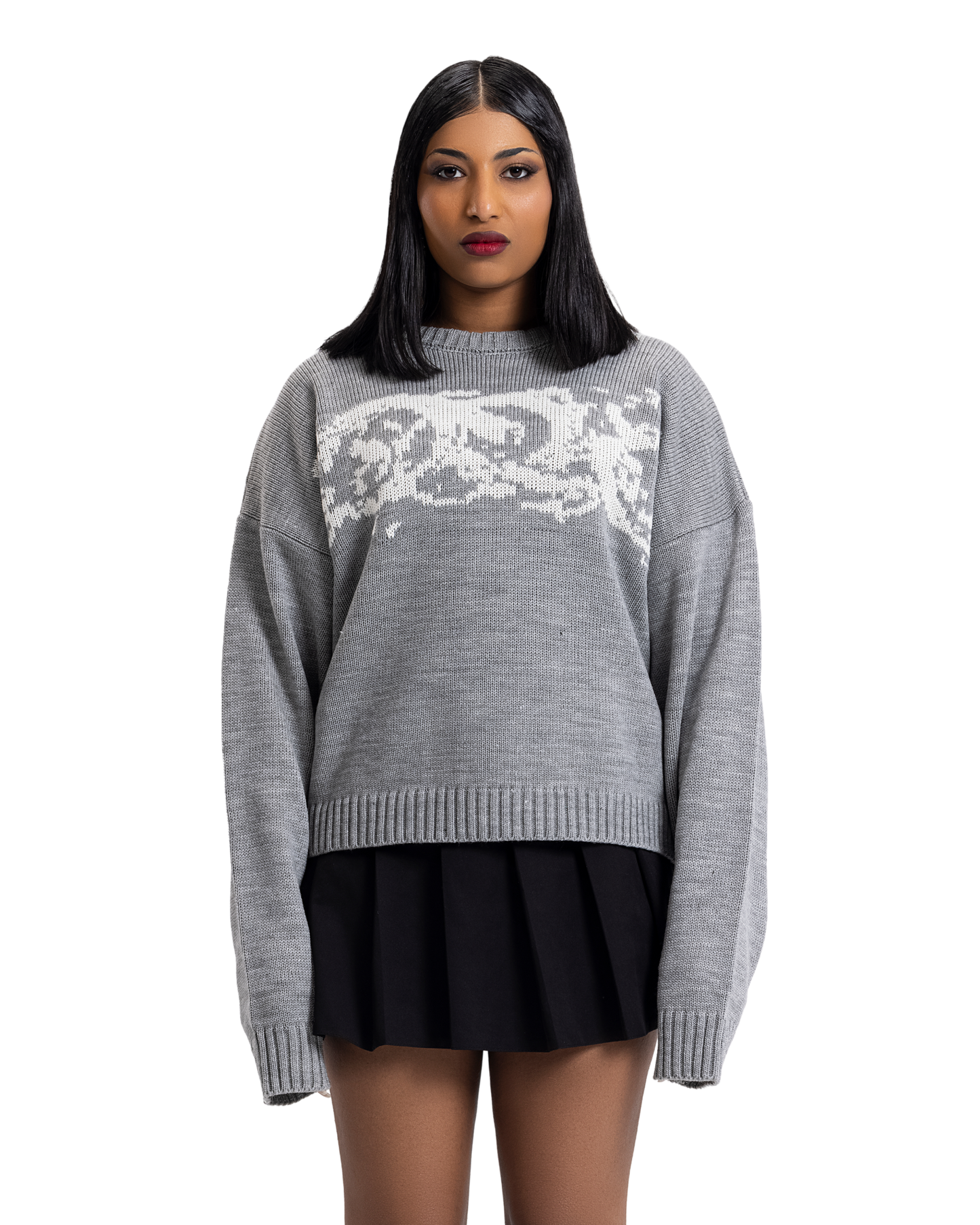 knitted gray crewneck
