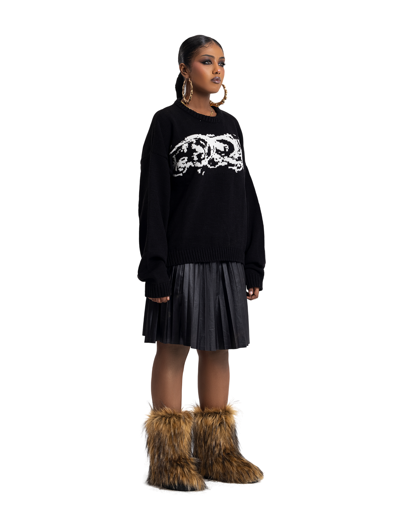 knitted black crewneck