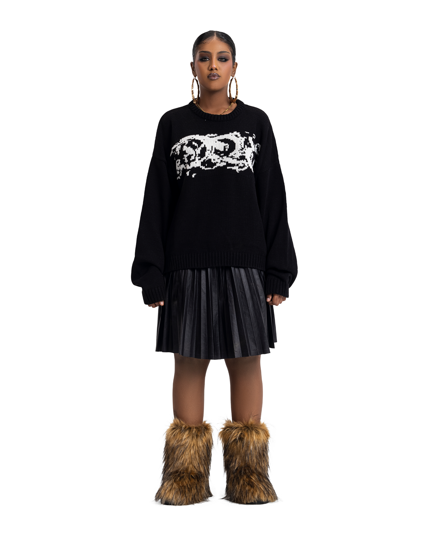 knitted black crewneck