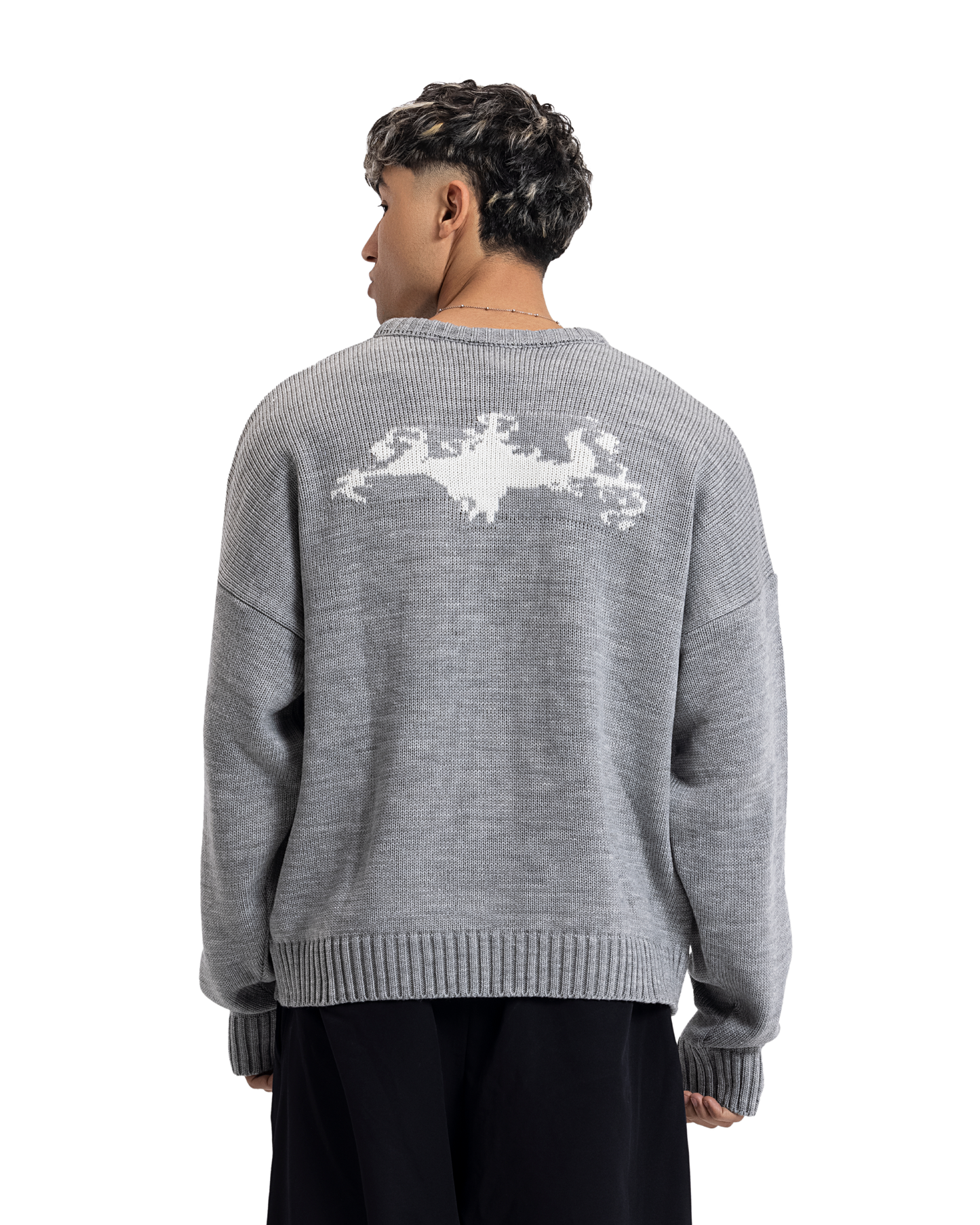 knitted gray crewneck