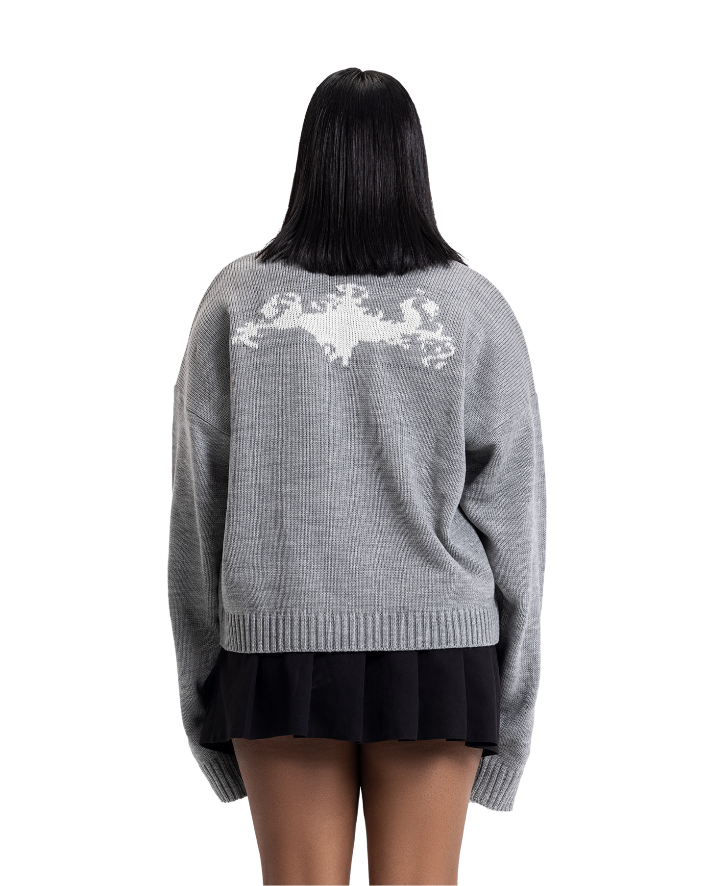 knitted gray crewneck