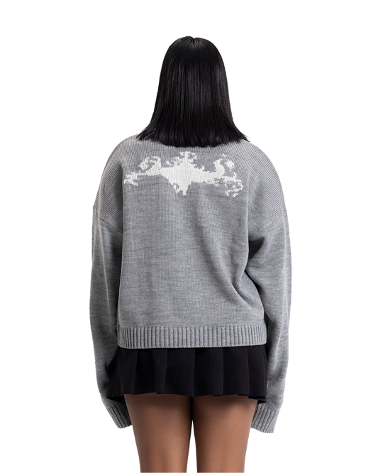 knitted gray crewneck
