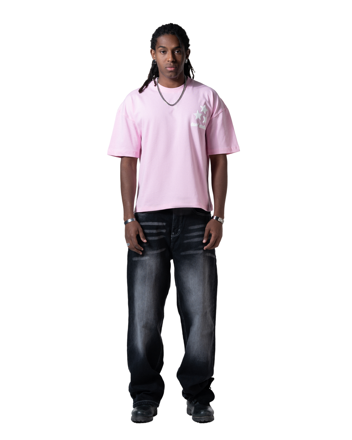 duo stars printed T-shirt pink