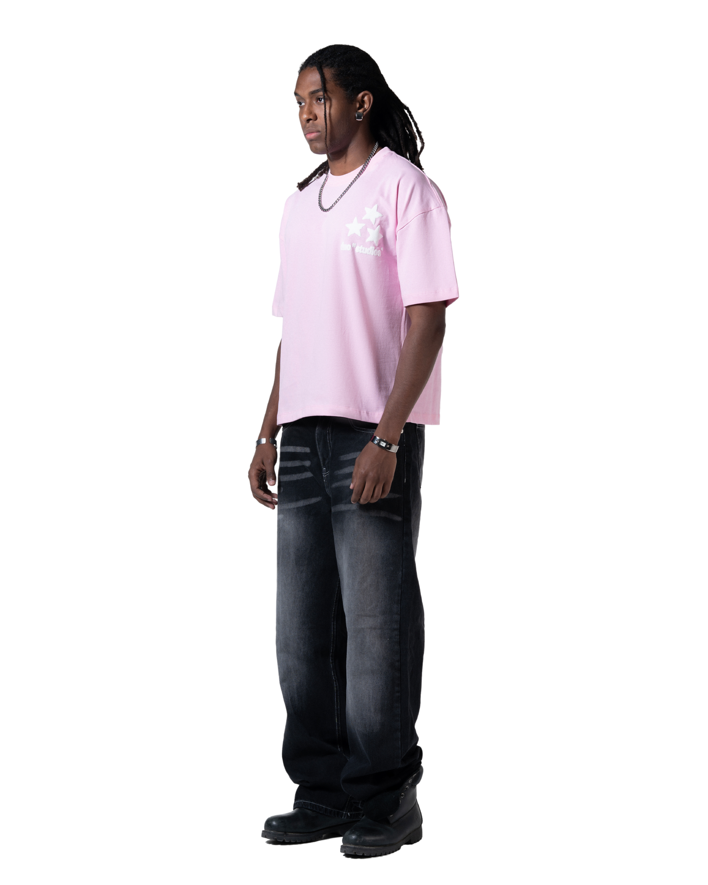 duo stars printed T-shirt pink