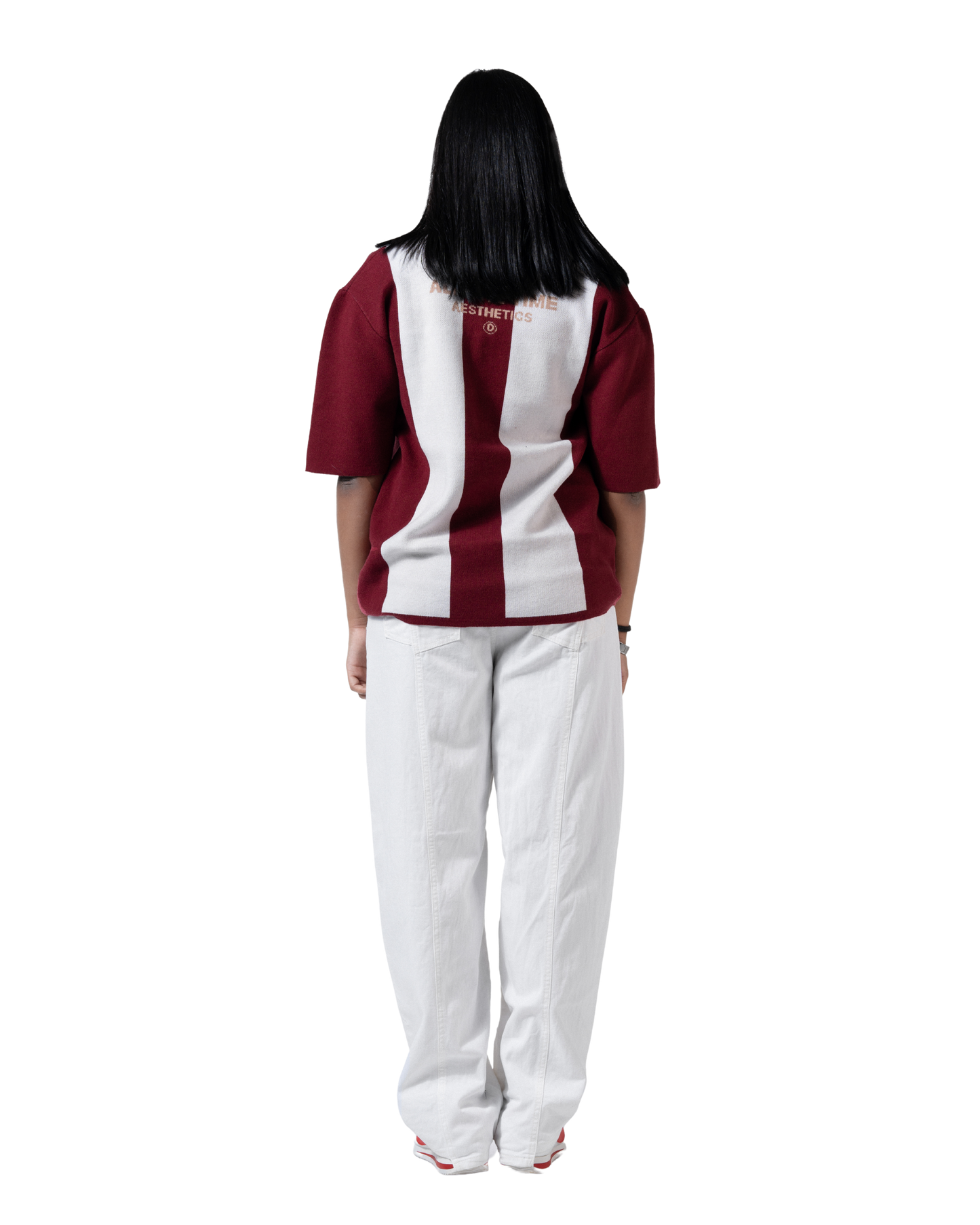 duo knitted polo red striped