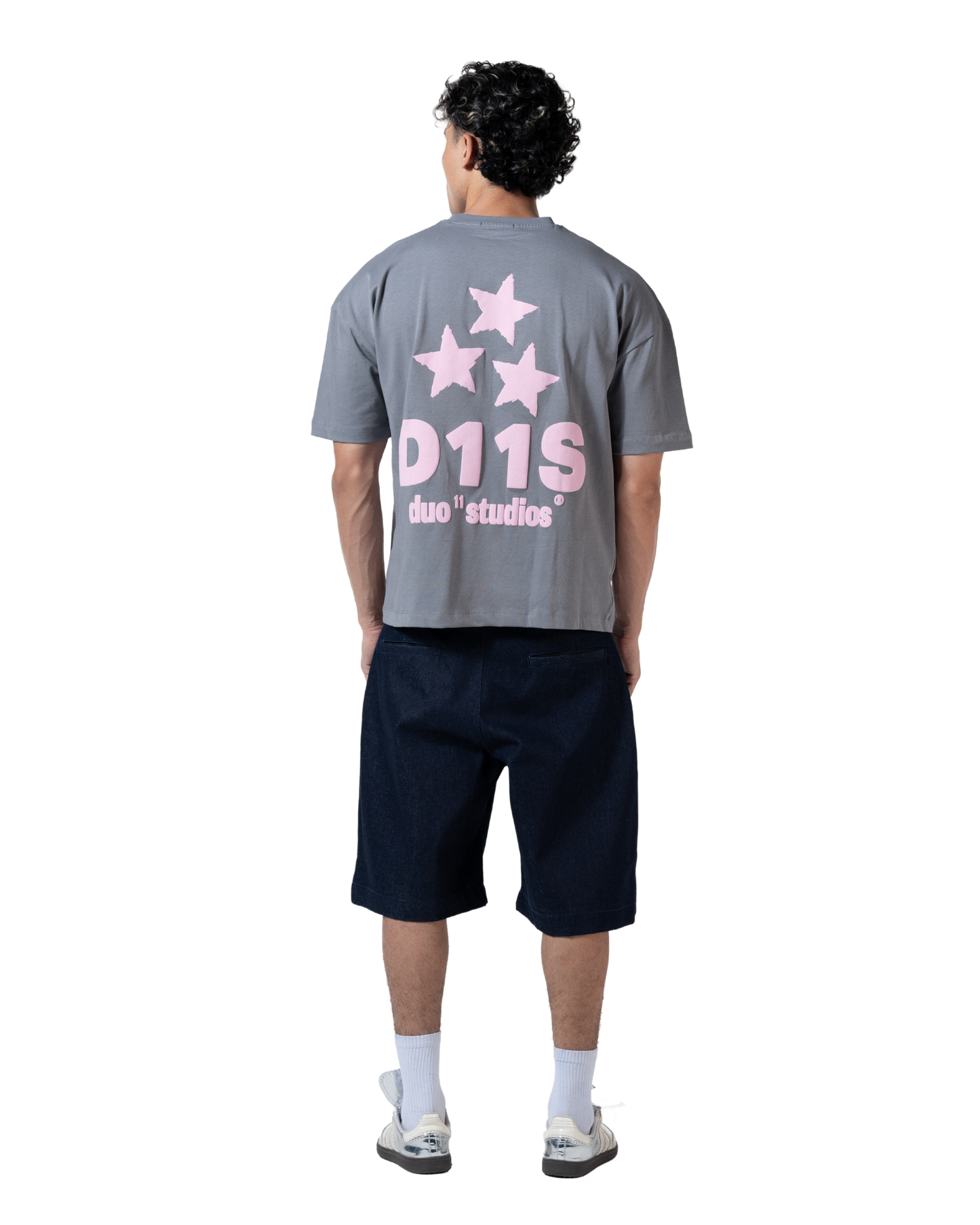 duo stars printed T-shirt gray