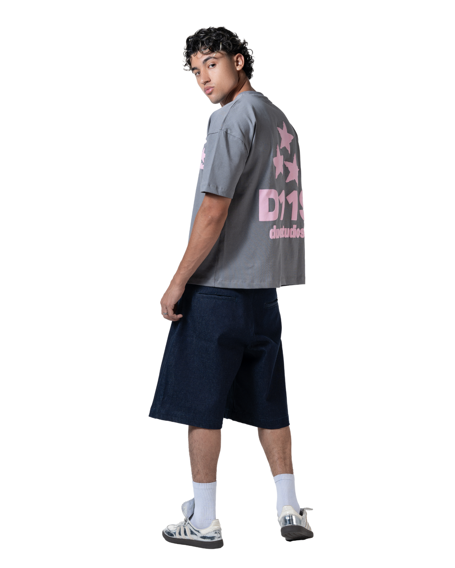 duo stars printed T-shirt gray