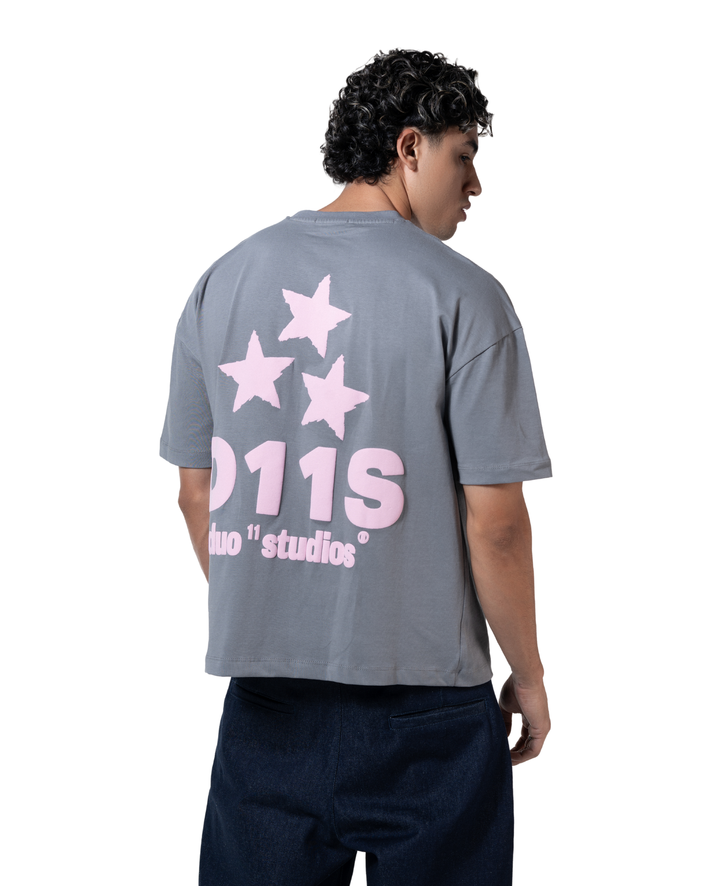 duo stars printed T-shirt gray