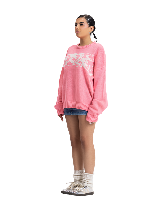 knitted pink crewneck