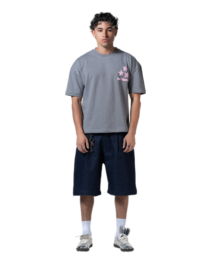 duo stars printed T-shirt gray