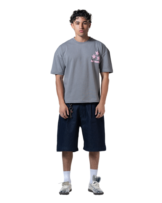 duo stars printed T-shirt gray