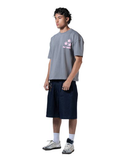 duo stars printed T-shirt gray