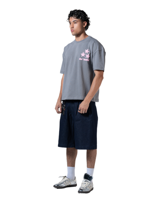 duo stars printed T-shirt gray
