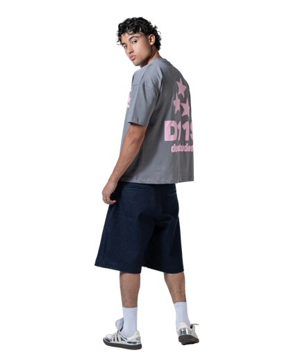 duo stars printed T-shirt gray