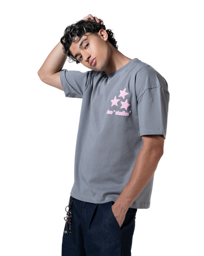duo stars printed T-shirt gray