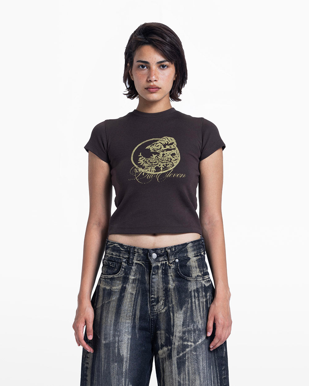 Baby cat tee brown