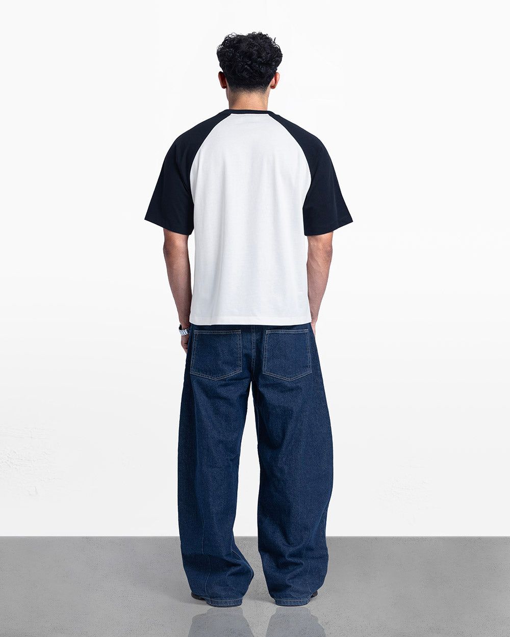 Duo Riglan tee white & navy
