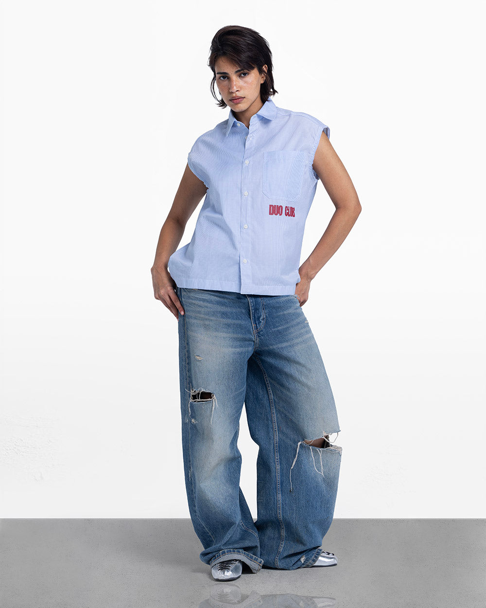 Duo sleeveless shirt baby blue